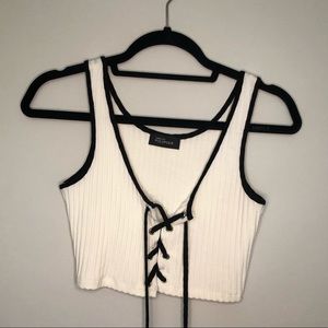 POLOPIQUE | Lace up Crop Top